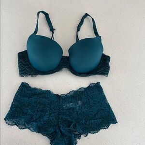 Auden - Marine Green/Blue  Bra & Cheeky Set